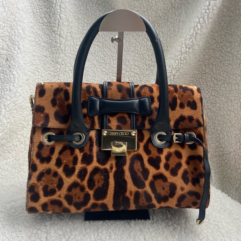 VGC JIMMY CHOO PONY HAIR LEOPARD PRINT BAG